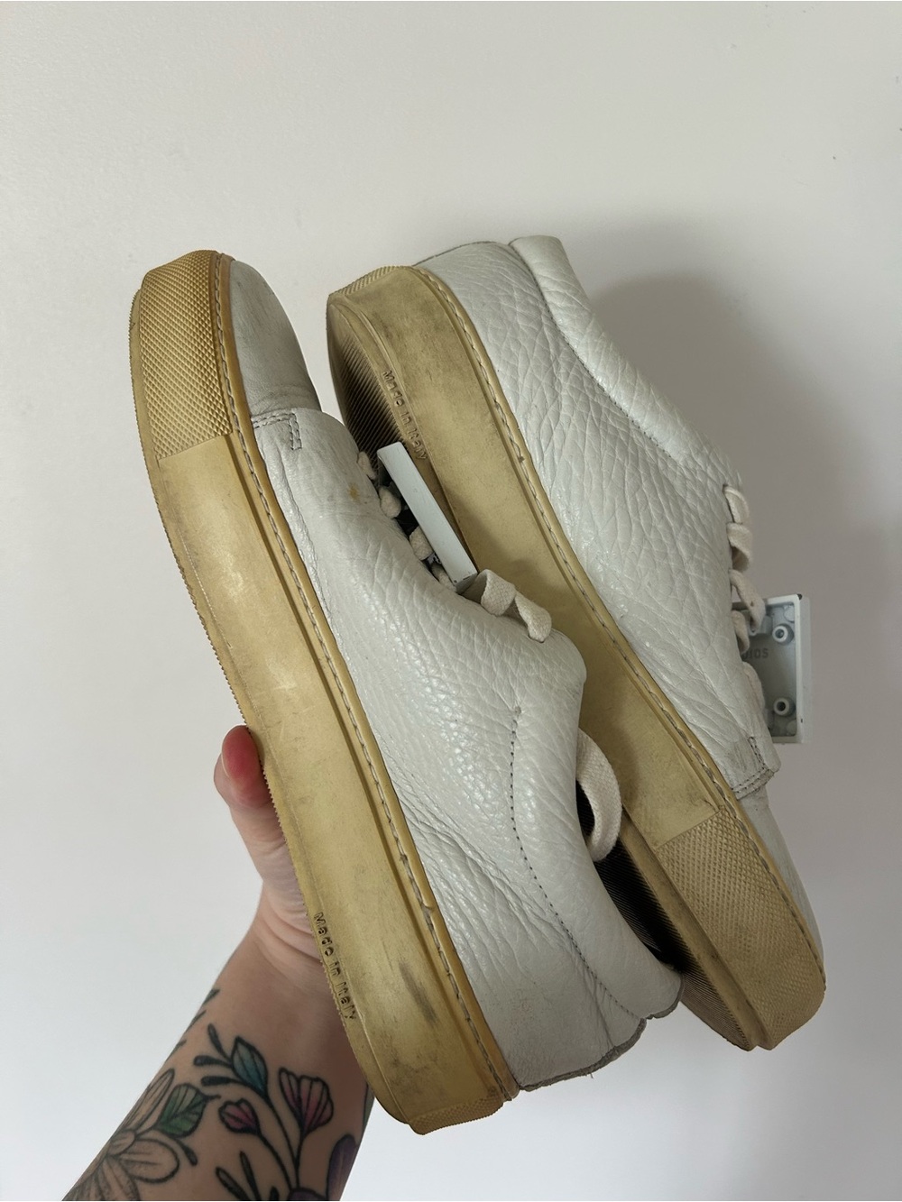 ACNE STUDIOS ADRIANA GRAIN LEATHER SNEAKERS, WHITE. SIZE 38 EU (7 US) - Picture 6 of 9